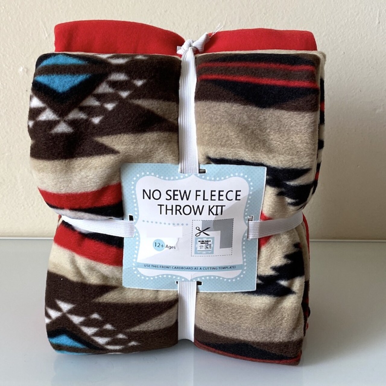 Desert Raindance Taupe Anti-Pill No Sew Throw Fleece Fabric Kit